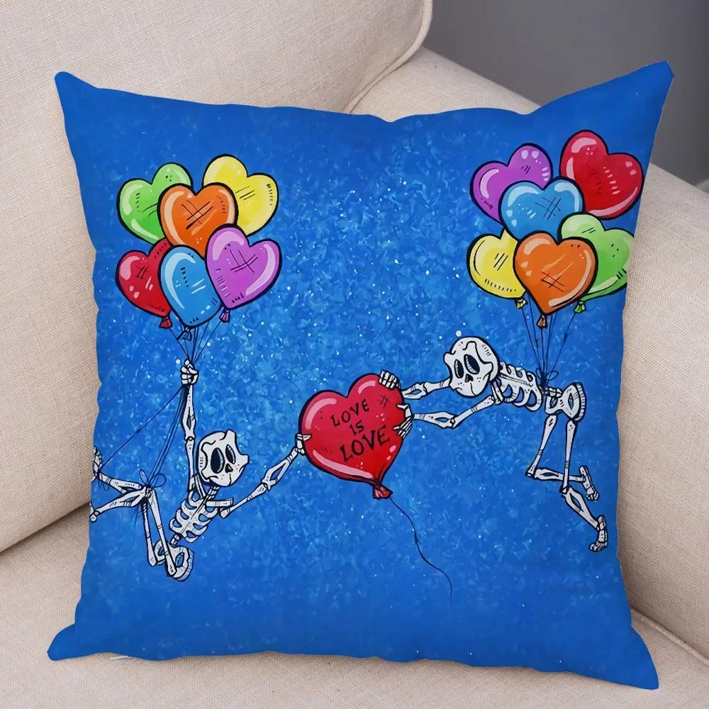 Милая мультяшная наволочка с красочным черепом, на подушку, для автомобиля, дивана, домашнего декора