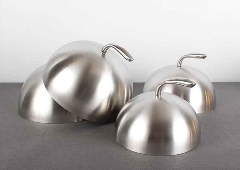 Desirable Steak and Okonomiyaki Cover, Stainless Steel Dome-Shaped Round Teppanyaki Dome Dish Lid, Can Also Be Used as a Table Cover (24cm)