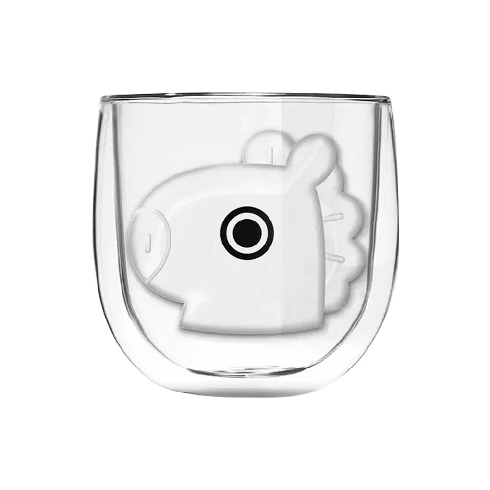 Стеклянные кофейные кружки с двойными стенками на 10 унций, милые мультяшные кружки из боросиликатного стекла, идеально подходят для капучино, чая, эспрессо, в подарок