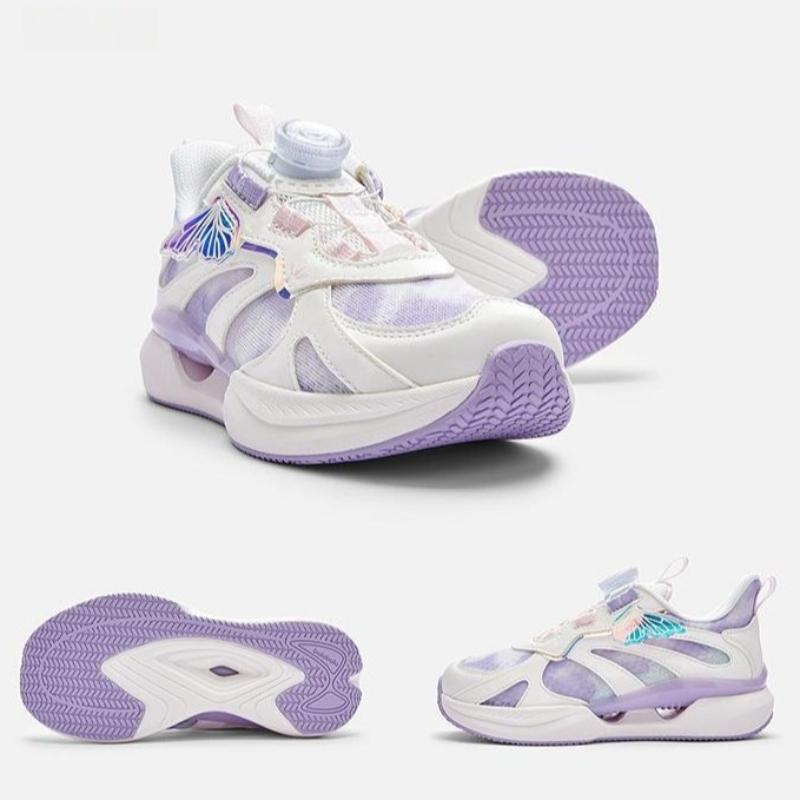 Balabala Girls Athletic Sneakers – Breathable Mesh Running Shoes with Rotating Dial Lacing and Cute Butterfly Accent