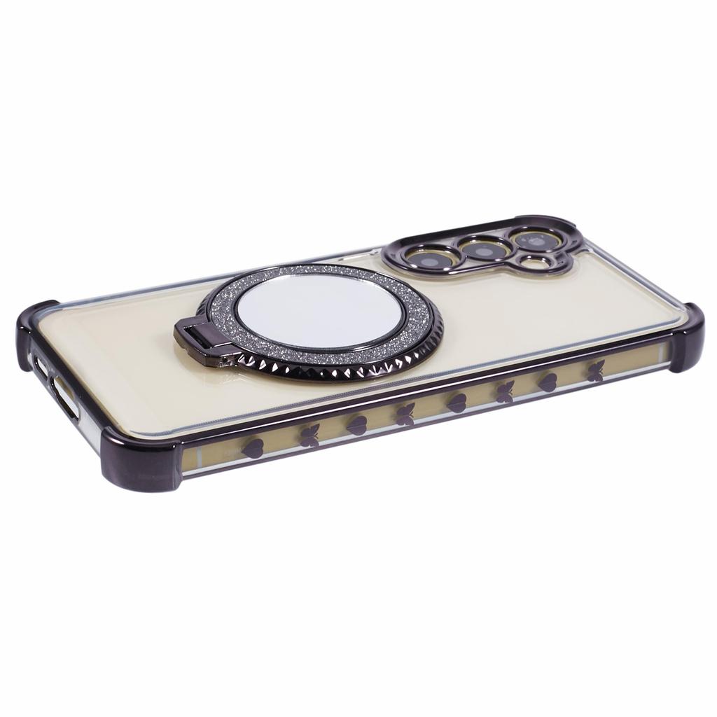 For Samsung Galaxy A35 5G Side Heart Pattern Case Kickstand TPU Phone Cover with Mirror