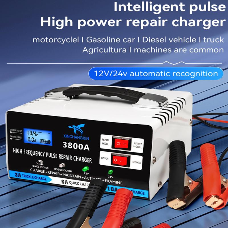 Full Automatic Car Battery Charger Fast Charger 12V 24V High Power Repair Battery Charging For Lead Acid Battery EU Plug