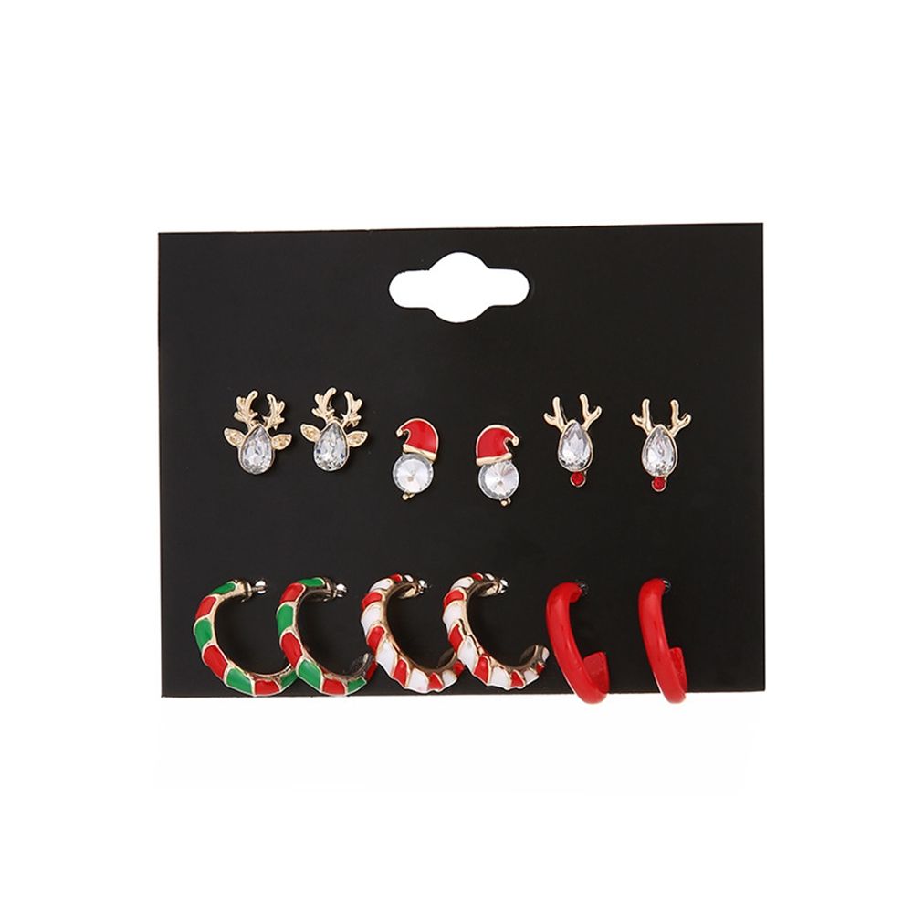 Santa Claus Elk Christmas Earrings Set Female Ear studs Korean Style Earrings Red Dangle Earrings