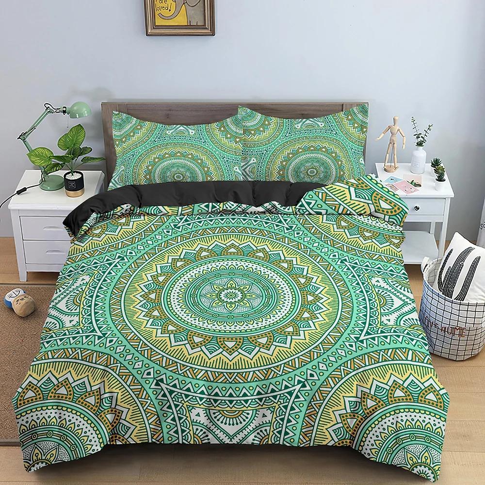 Комплект постельного белья Mandala, комплект постельного белья в стиле бохо, мягкий пододеяльник с 12 наволочками, пододеяльник для спальни, размеры King Queen