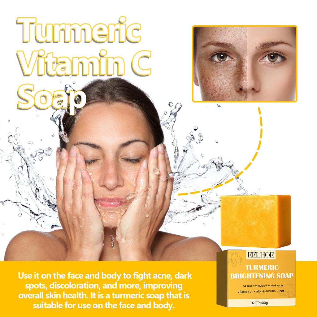 EELHOE Чистящее мыло с куркумой. Глубоко очищающее мыло. Мыло для ванны. Отбеливающее мыло. Увлажняющее чистящее средство. Избавьтесь от черных точек.