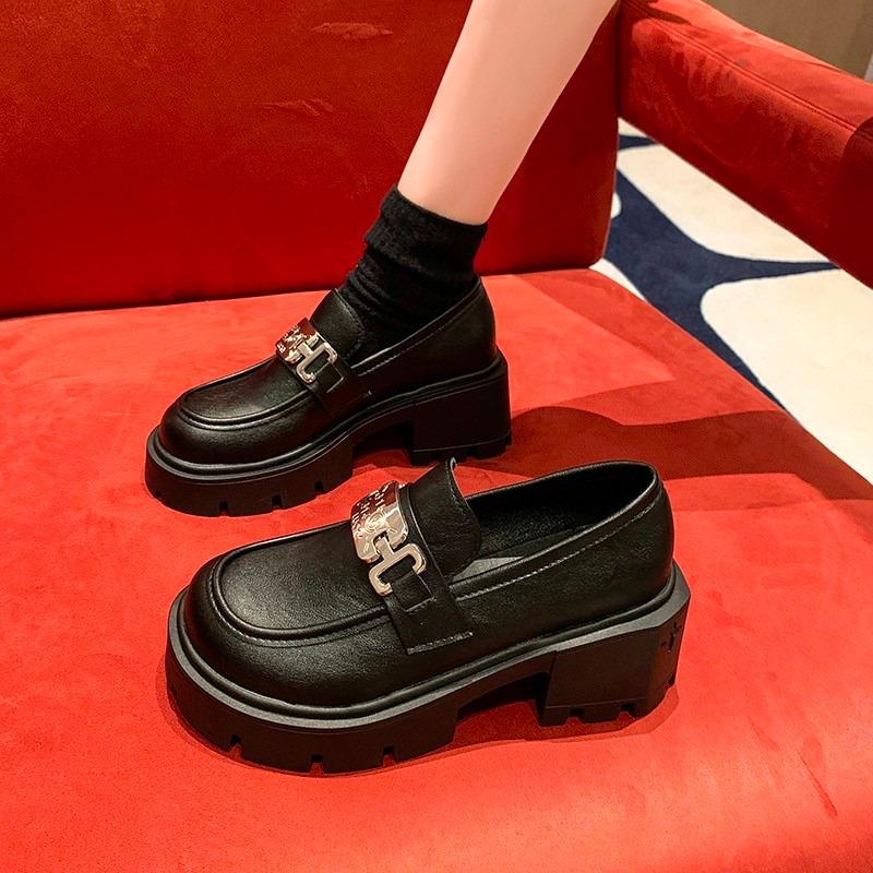 Мода 2024 года, женские туфли-оксфорды без застежек, британский стиль, круглый носок, женская обувь, толстая подошва, повседневные однотонные низкие кроссовки