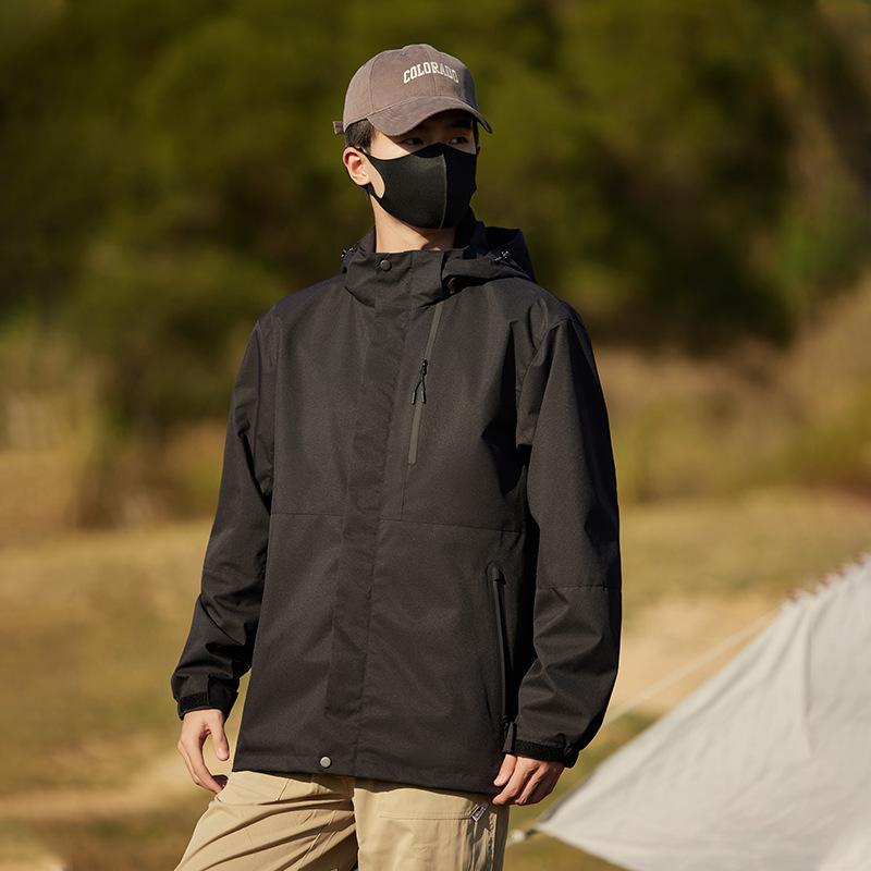 Весна и осень Открытый горный одиночный куртка мужская трехслойная свободная повседневная пара куртка с капюшоном
