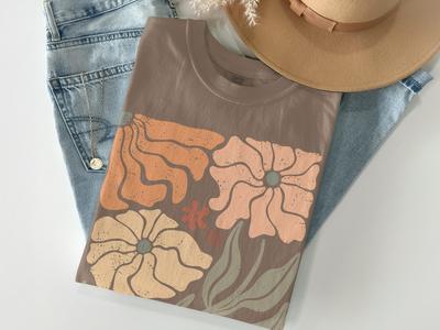 Comfort Colors® Retro Floral T-Shirt, Groovy Boho Flower Shirt, Vintage Botanical Graphic Tee, Gift for Her