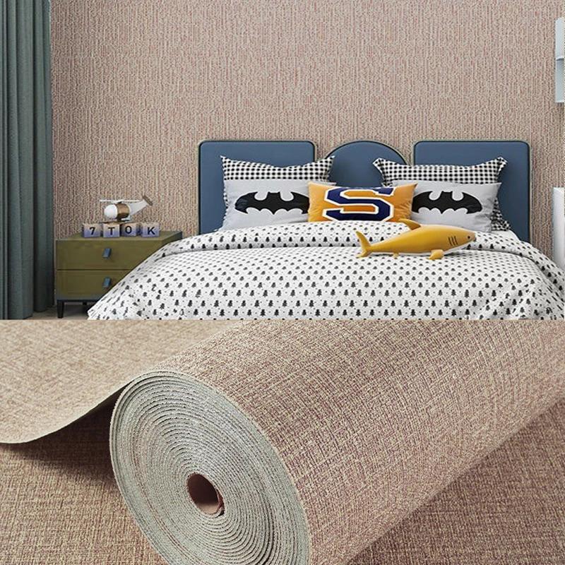 50cmX2.8/10m Linen 3D Foam Wallpaper Self-adhesive PVC Solid Color Thickened Waterproof Background Wall Renovation Wall Stickers