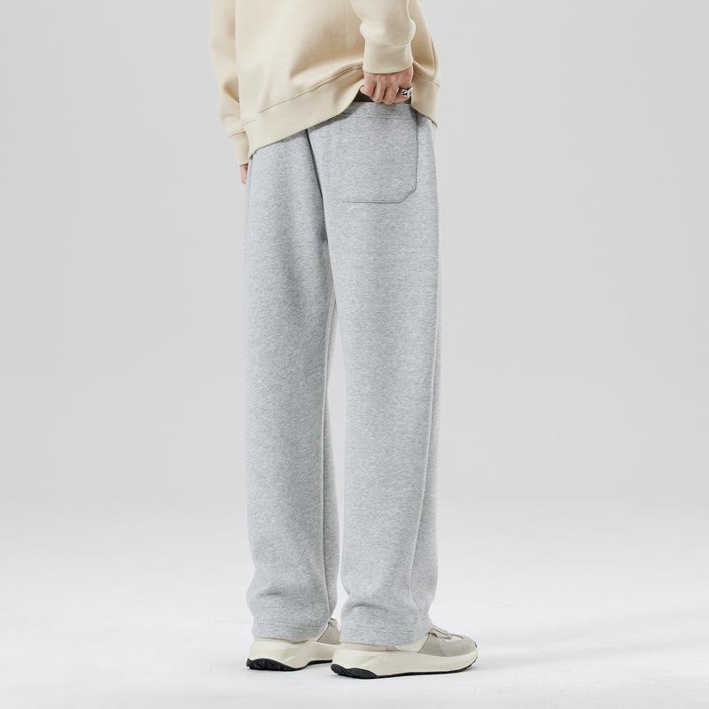 Мужские прямые вязаные спортивные штаны в весенне-осеннем стиле, свободные повседневные брюки, подростковые вязаные прямые спортивные штаны на шнурке