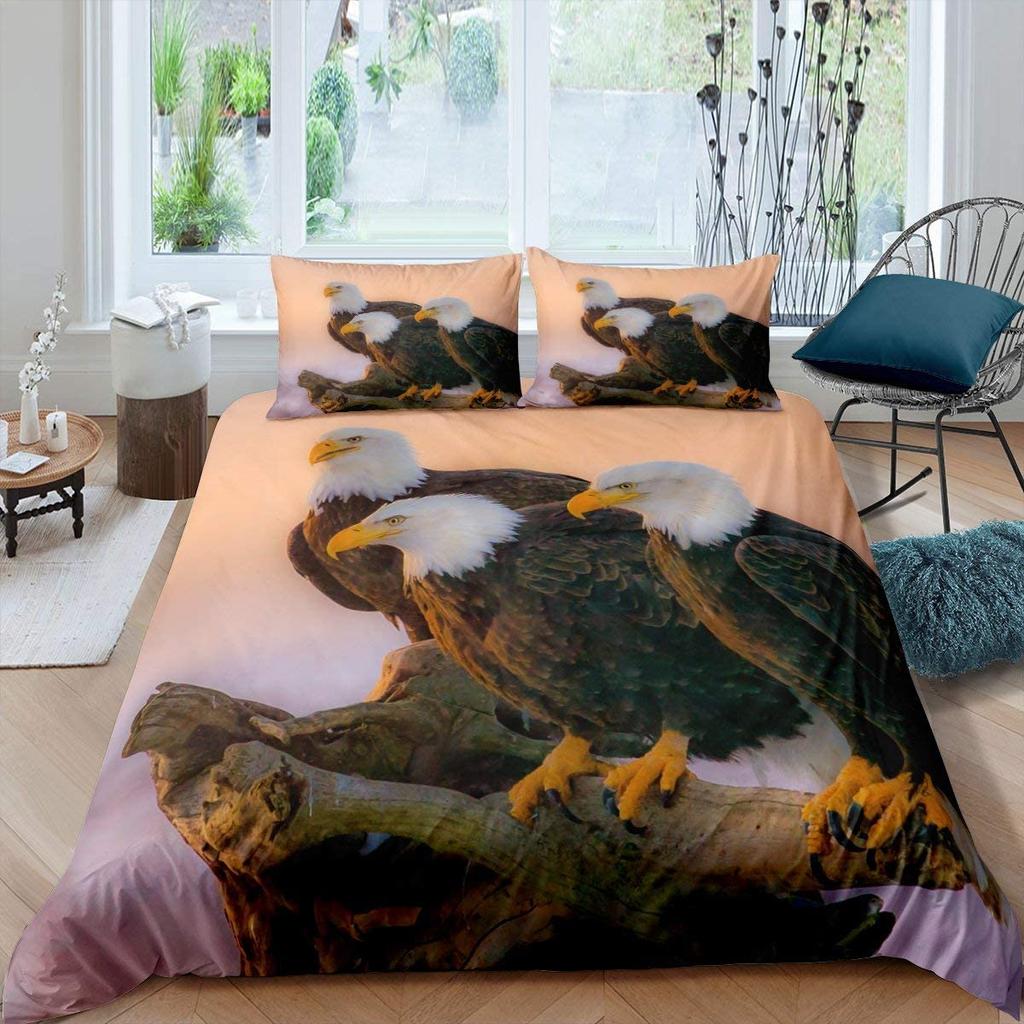 Eagle Duvet Cover Set Wild Animal Pattern Polyester Comforter Cover King Queen Full Twin Size For Kids Teens Adults Bedding Set