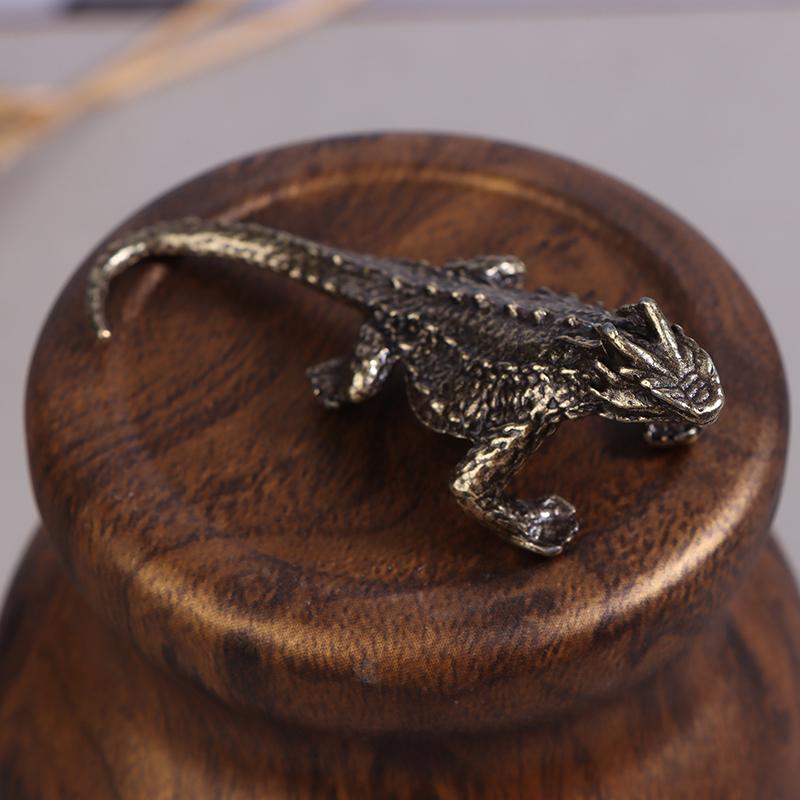 Alloy Lizard Statue Solid Animal Sculpture Desktop Ornament Simulation Animal Crafts Collection Home Decorations Accessories