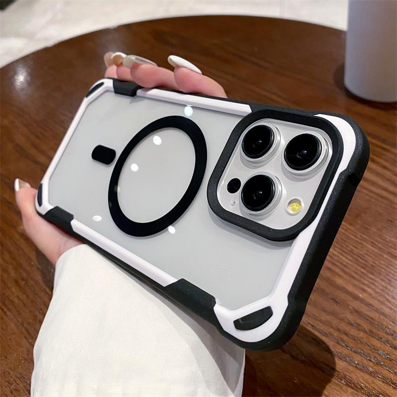 Luxury For Magsafe Wireless Charge Magnetic Case For iPhone 15 14Plus 13 12 11 Pro Max Heavy Armor Bumper Shockproof Clear Cover