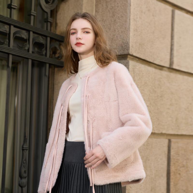 Sancai 2025 Winter Faux Fur Tie-Waist Coat