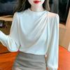 2025 Spring Fashion Women Blouses Shirts Long Sleeve O-Neck Office Lady Chiffon Blouse Shirt Women Tops J756