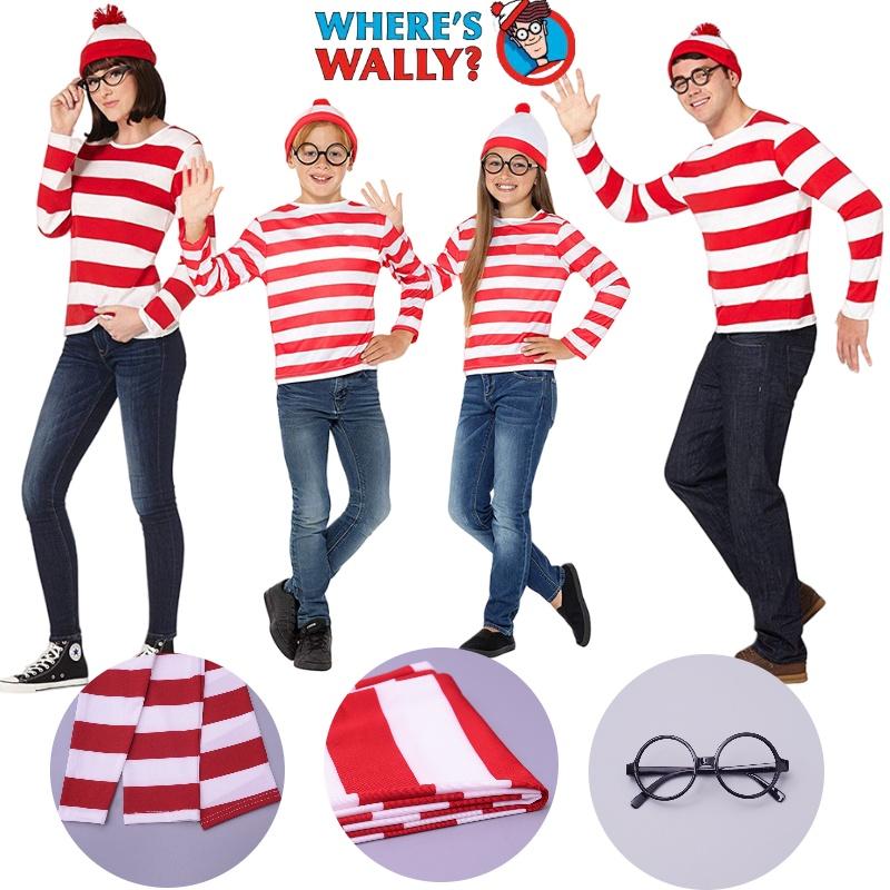 Where's Wally Halloween Costume Fun And Smart Uk Anime Cos Dress-up Outfit