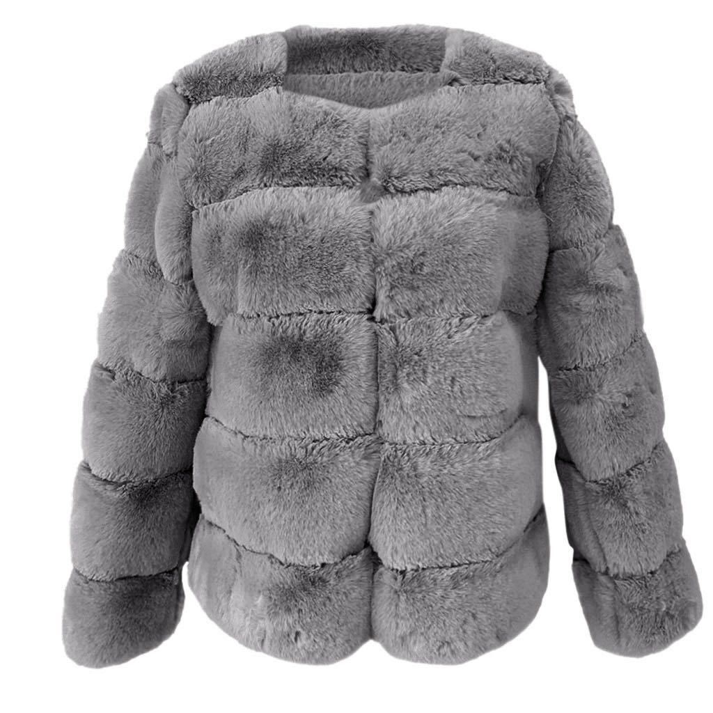 Women Fuzzy Fleece Short Jacket Solid Color Warm Plush Coat Long Sleeve Casual Outerwear