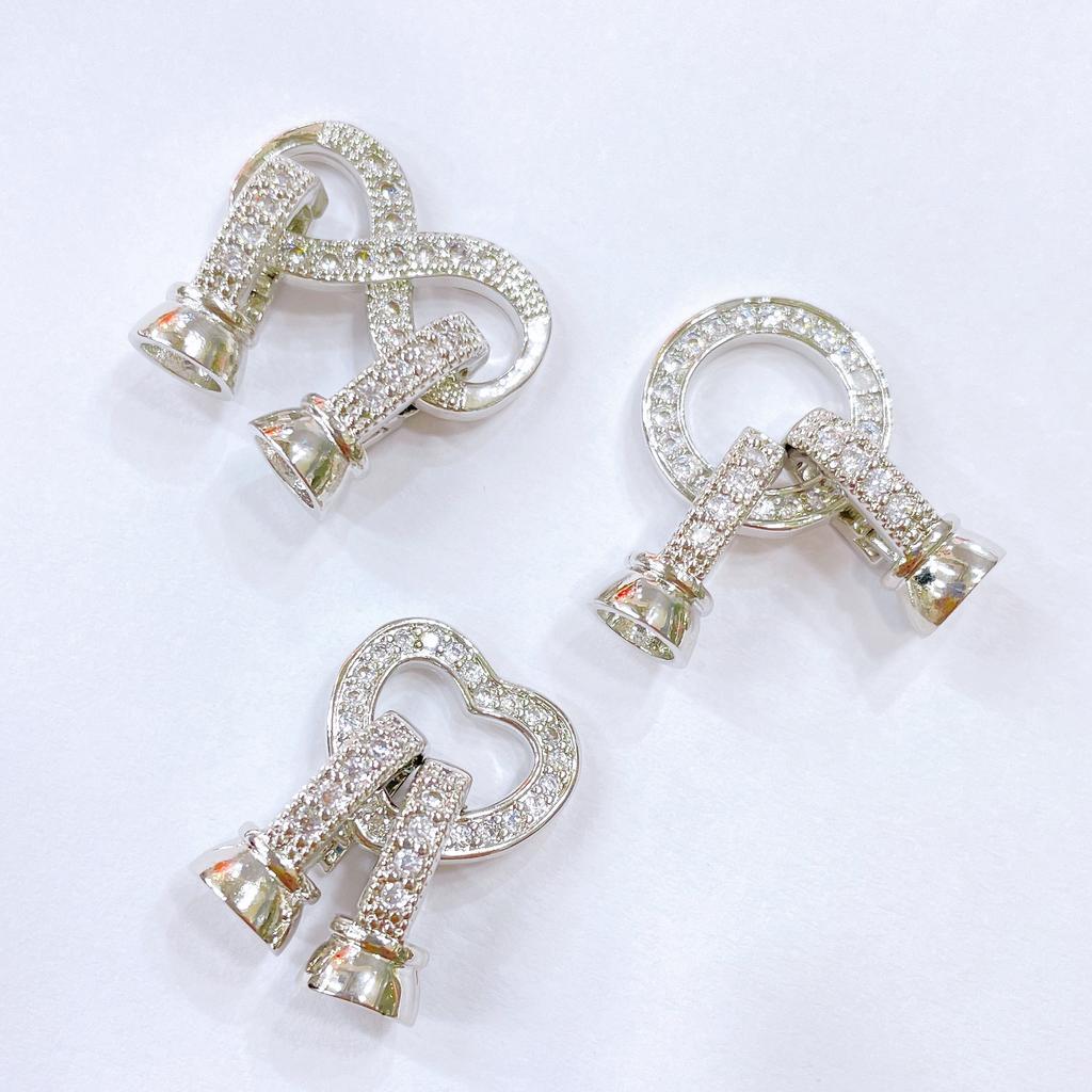 18 К позолоченные инкрустированные циркониевые застежки-застежки для изготовления ожерелья, застежки для бусин, застежка «сделай сам», фурнитура для ювелирных изделий из жемчуга