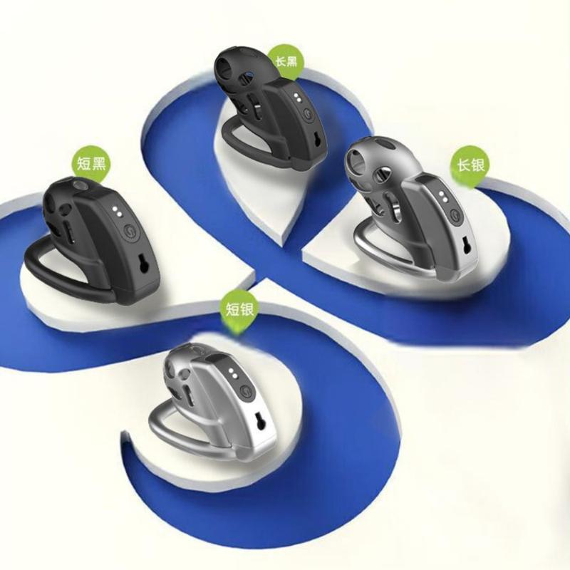 Black Electric Shock Vibrating Chastity Cage with 6 Rings Remote Control Penis CB Lock BDSM Training Abstinence Bondage Sex Toys