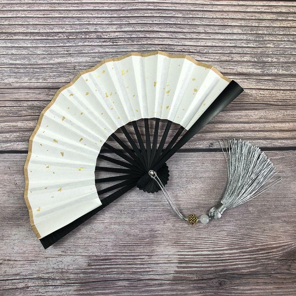 Mini Hanfu Fan Gilded Rice Paper Paper Fans Party Decor Ornaments Folding Fan Children