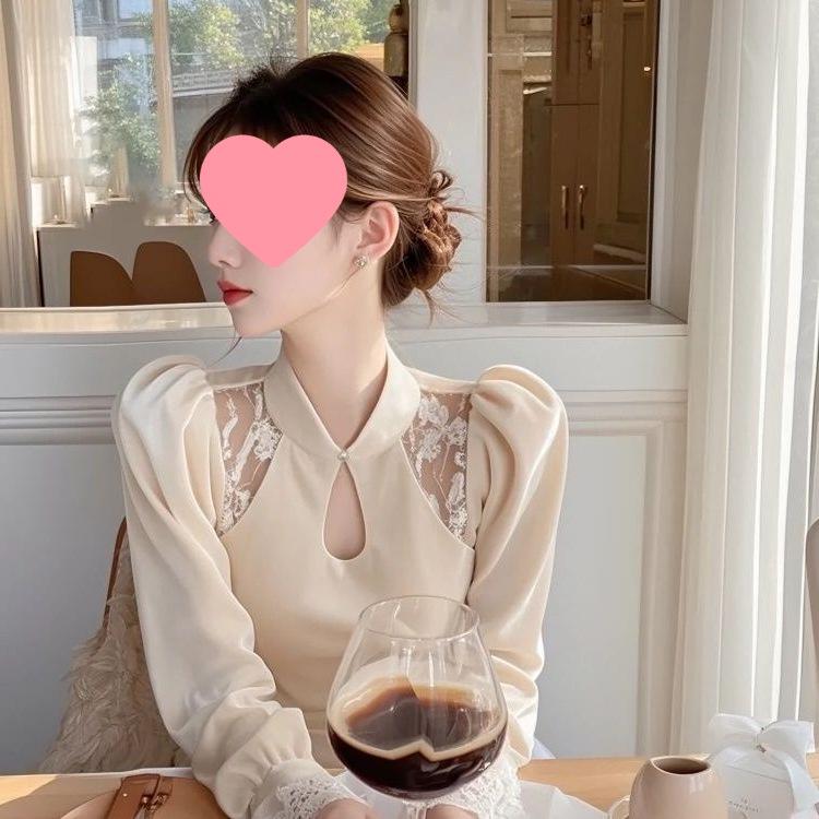 Trendy Apricot Velvet Shirt: Chic National Style for Autumn