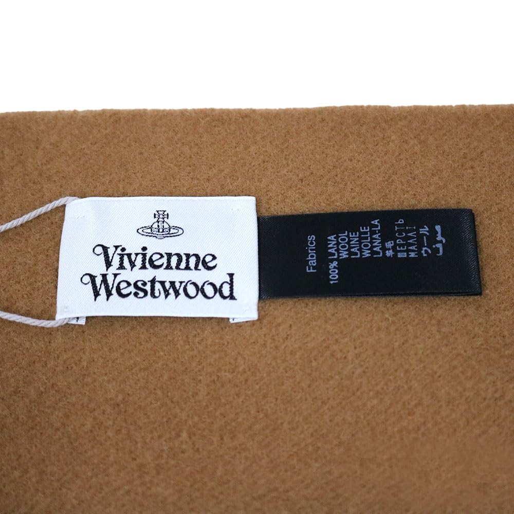 Vivienne Westwood Apparel 81030007 W00Q7 Camel Basic Embroidered Logo Fringe Scarf (Scarf) Women's [Brand] [Used]