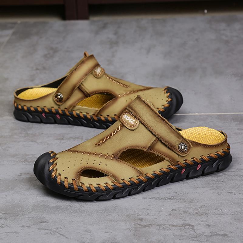 Летние уличные сандалии для мужчин, полностью завернутые сандалии, летняя обувь ручной работы для мужчин, пляжные сандалии, мужские тапочки двойного назначения