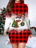 2025 Autumn and Winter New Women's Hip-wrapped Dress,3D Christmas Printing and Dyeing Women's Fashion Long-sleeved Round Neck Sexy Hip-wrapped Dress