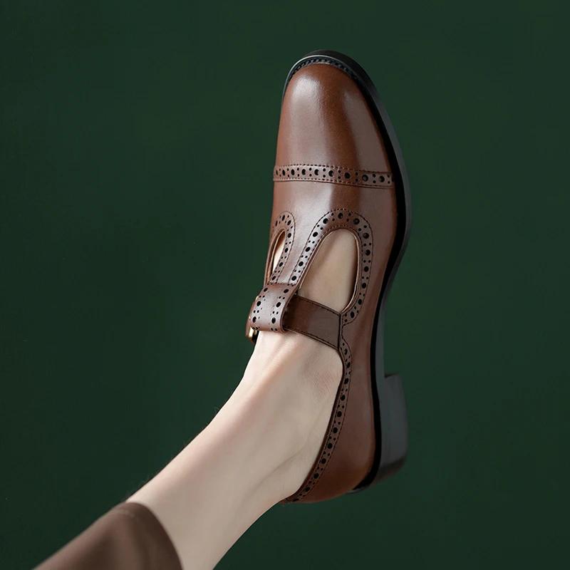 Модные новые весенне-летние туфли Мэри Джейн для женщин из спилковой кожи с круглым носком и толстым каблуком, повседневные броги, черные туфли на массивном каблуке