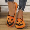 Fashion Women's Flats Halloween Pumpkin Printed Flats Breathable Casual Walking Shoes Lightweight Comfortable Loafers Canvas Flat Shoes