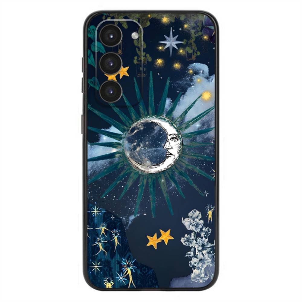 Suns Moons Clouds Astrological Phone Case For Samsung Galaxy A20,21s,22,31,32,52,53,72,73,80,91 Soft Liquid Silicone Black Cover