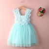 Kids Girls Crochet Lace Dress Sleeveless Florals Princess Dresses Fancy Gown Wedding Party Dresses
