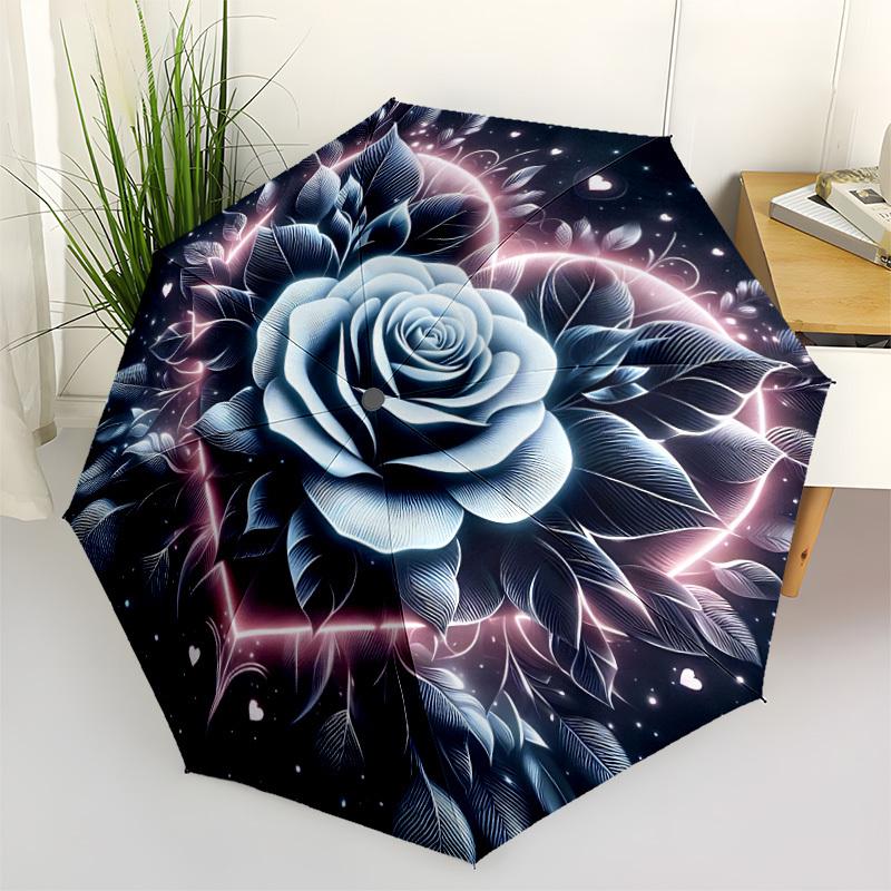 1pc Rose Mandala Automatic Umbrella Portable Home Essential Umbrella, Iron Umbrella Structure Suitable for All Seasons yy251123145