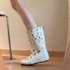 Spot Second Hair~ Bohemian Niche Design Inner Heightening Knight Boots Women's Hollow Carved Thin Boots