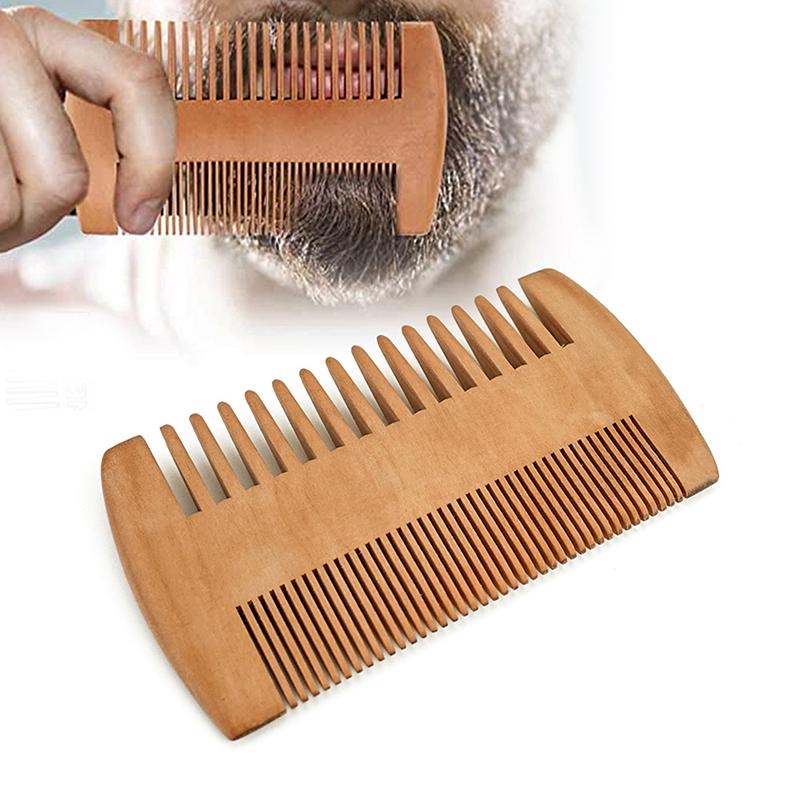 Natural Wood Hair Brush Beard Comb Anti-Static Double-Sided Mustache Pocket Comb Brushing Hair Care Tools For Men Gift