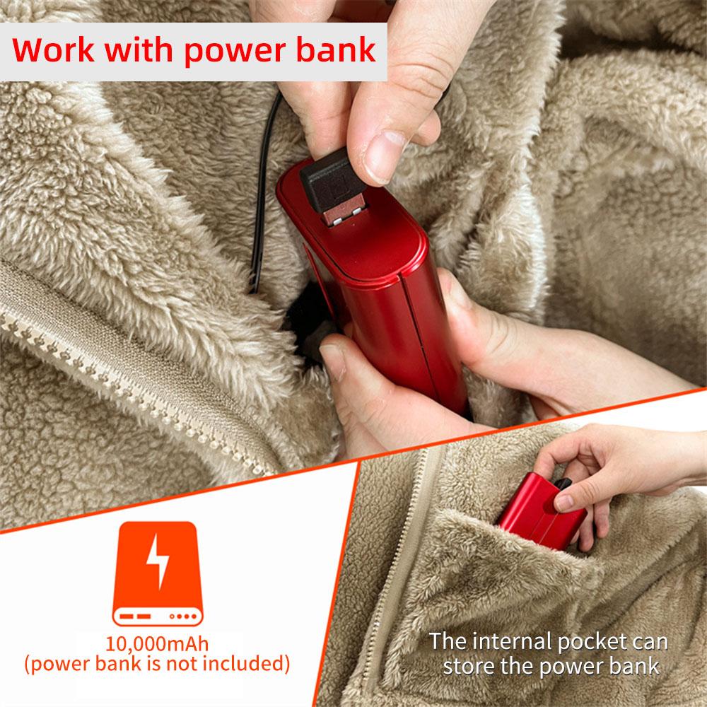 USB-одеяло с подогревом, носимая шаль с подогревом, зимнее портативное электрическое одеяло