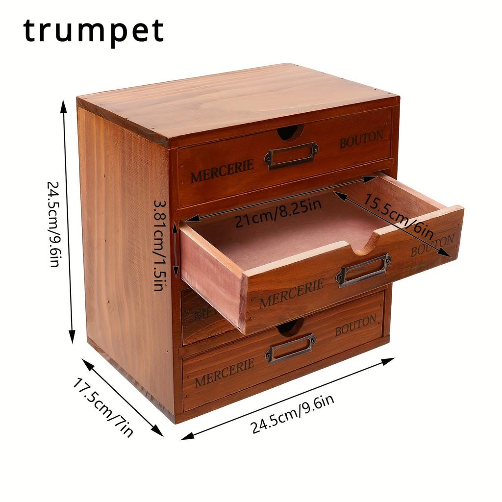 1pc 4-drawer File Storage Box Literature Organizer Wooden Desk Drawer Unit Desktop File Holder File Cabinet For Home Office