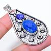 Подвеска из стерлингового серебра 925 пробы с натуральным драгоценным камнем сапфиром 2,44 дюйма L7H42