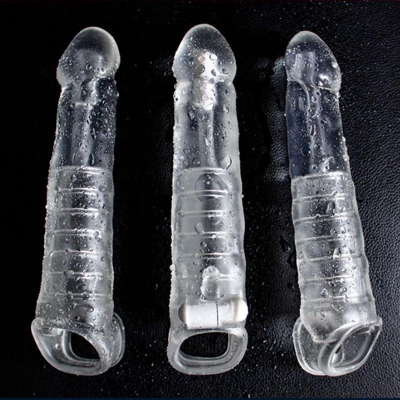 Вибратор с рукавом, кольцо для пениса, прозрачный многоразовый рукав для пениса, кольцо для пениса, удлинитель, увеличитель пениса, увеличитель члена, секс-игрушка для пар