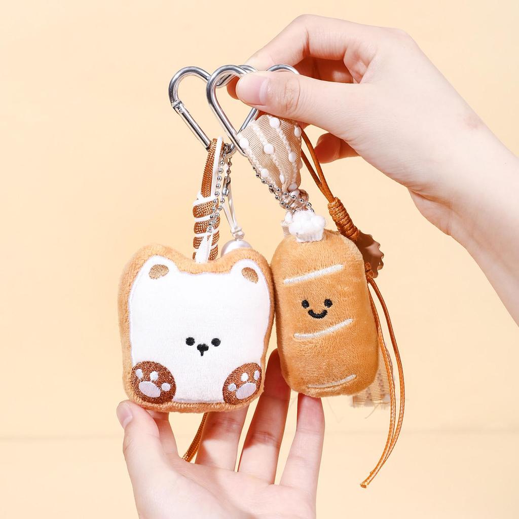 Cute Miu Style Cartoon Bread Plush Doll Keychain Ornament