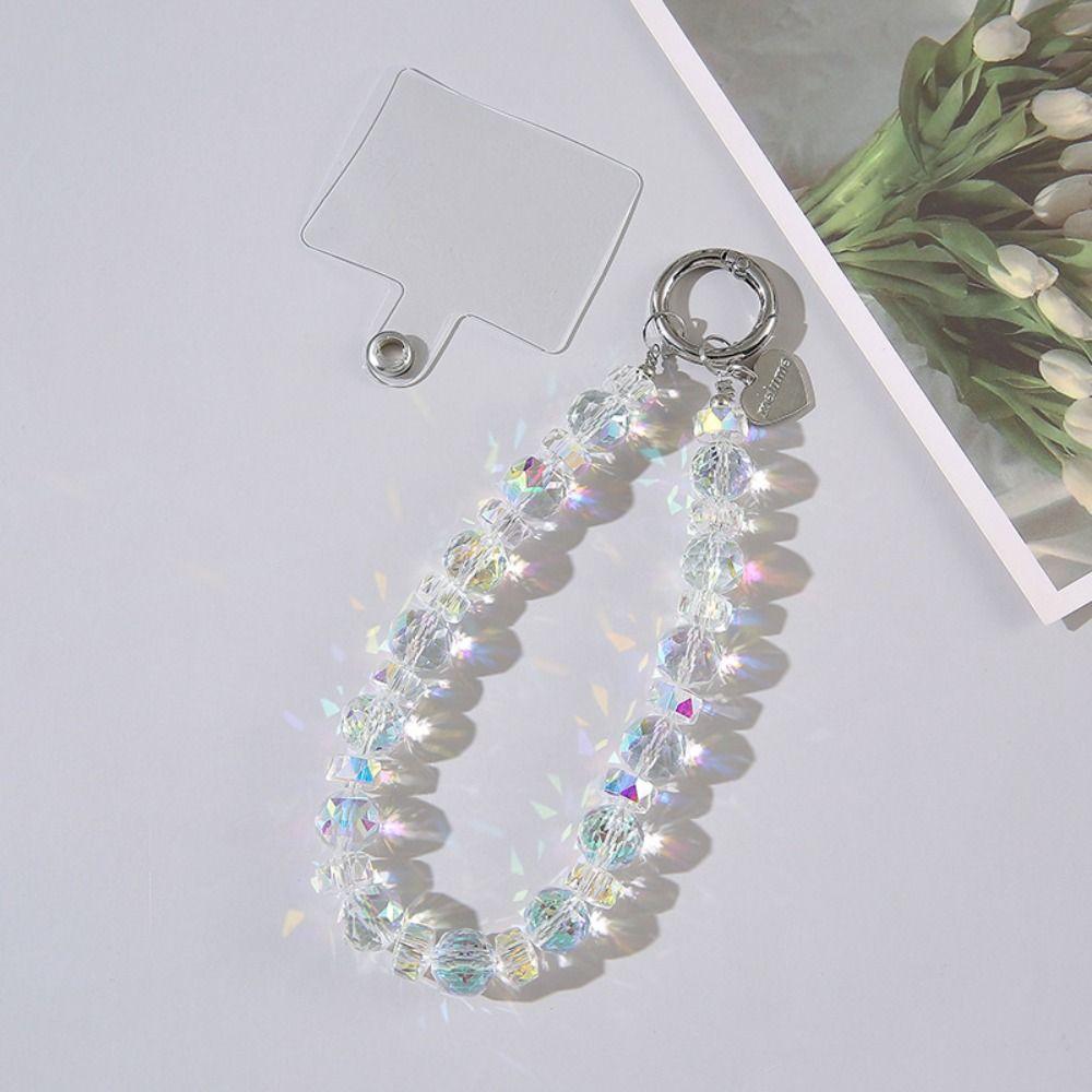 Detachable Crystal Bead Keychain Transparent Wrist Crystal Chain for Women Girls