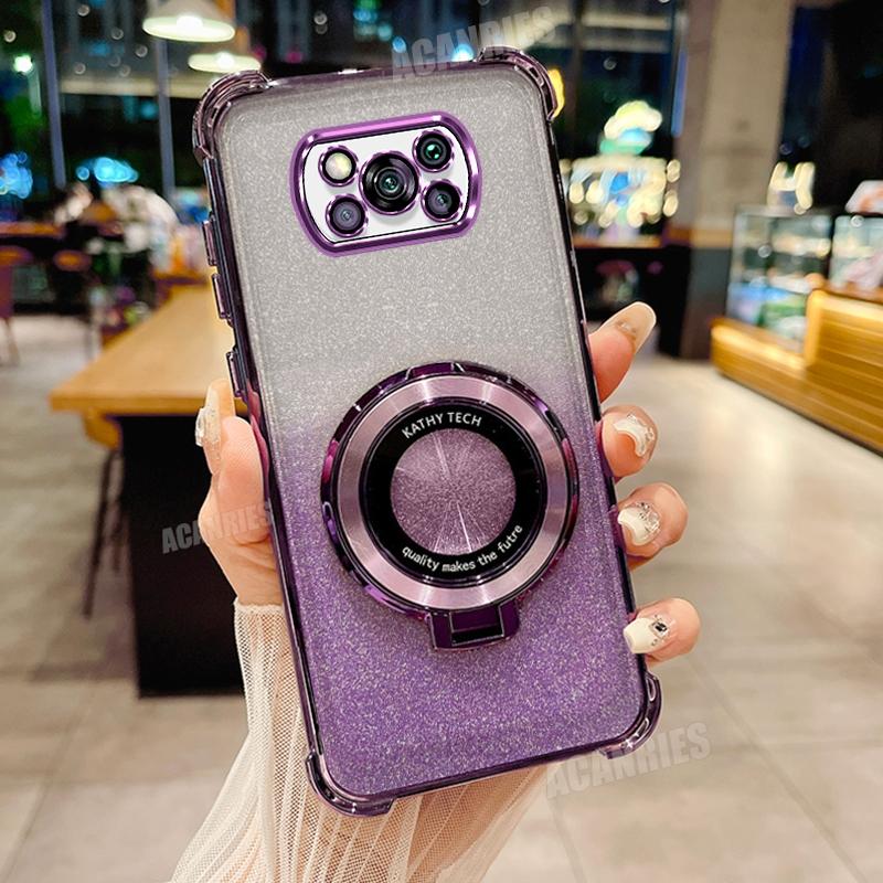 Pocox3pro Роскошный чехол-держатель с покрытием для Xiaomi Mi Poco X3 Pro X3pro Pocox3 Nfc противоударный защитный силиконовый чехол-подставка Poko X 3