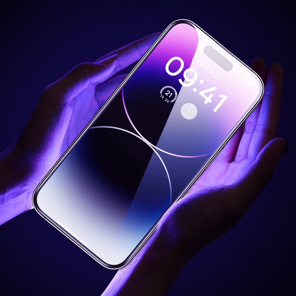Baseus Tempered Glass Screen Protector with Speaker Guard & Installation Frame for iPhone 14 Pro - Ultra-Thin 0.3mm