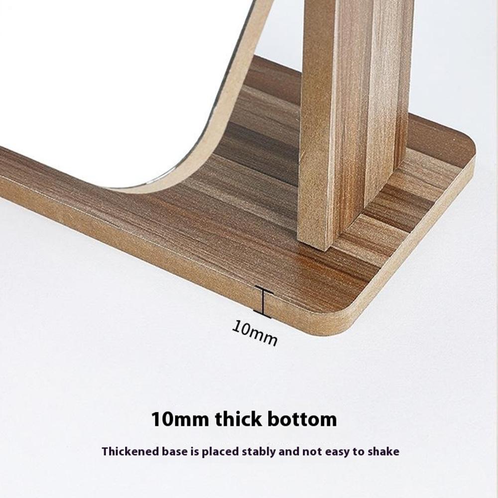 360 Degree Rotating Vanity Mirror with Wooden Base Vintage Desktop Makeup Mirror Size S