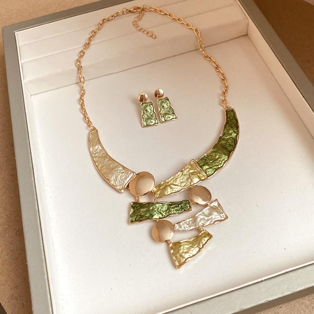 Преувеличенный женский набор ожерелья и серег, цепочка на ключицу, разноцветный набор украшений, для повседневной носки