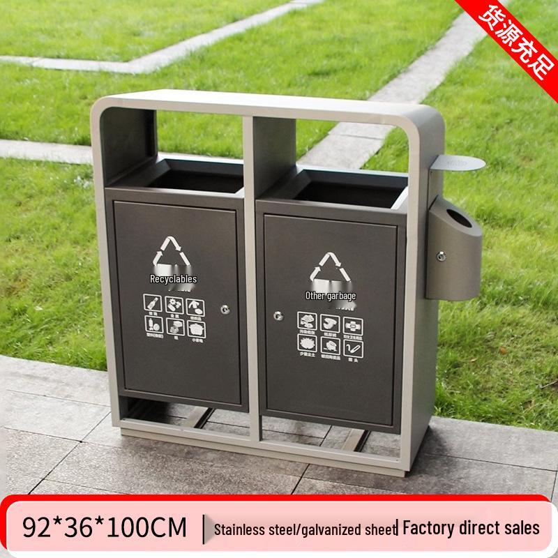High-End Stainless Steel Outdoor Trash Can for Villas and Communities