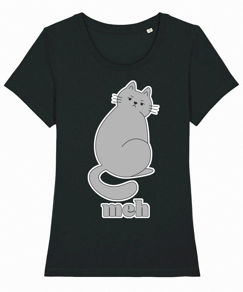 Meh Cat T-Shirt Womens Funny Meme Cats Slogan / Cotton Tee
