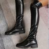 Европейские и американские однотонные сапоги большого размера до колена, высокие сапоги, женские сапоги с плоским дном, высокие сапоги, корейская версия, зимняя новая женская обувь 2025 года
