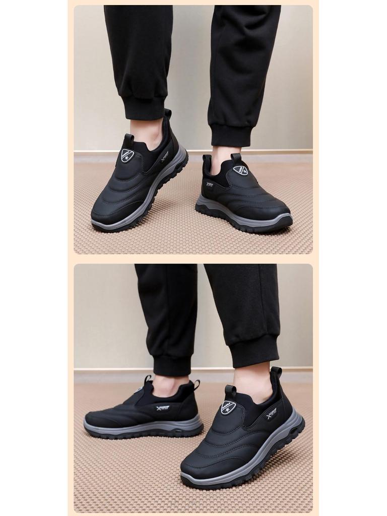 Мужские зимние повседневные туфли из бархата «Старый Пекин» на нескользящей подошве с подкладкой для пожилых