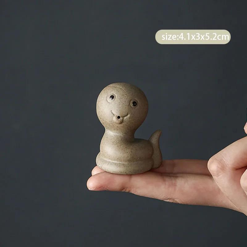 1Pc Chinese Zodiac Pottery Small Tea Pet Handmade Sculpture Crafts Animal Statue Ornaments Tea Figurine Decoration Tea Set Decor